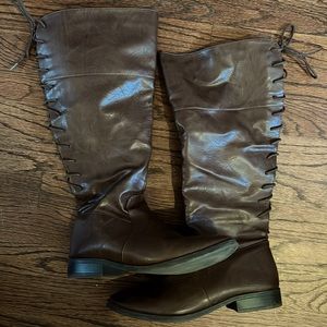 Brown lace up boots; Size 9